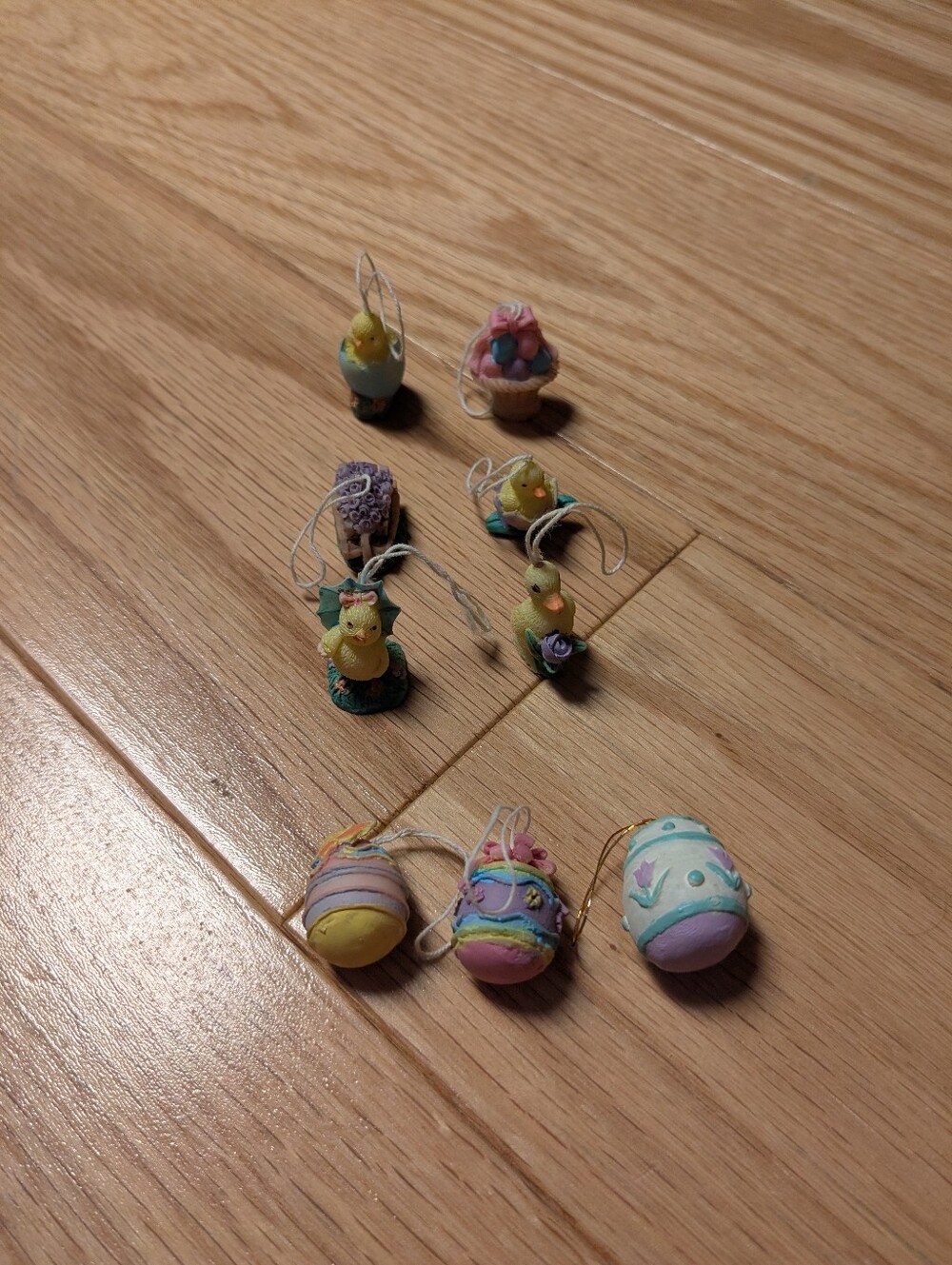 Vintage Resin Easter Tree Ornaments Decor Set Of 9